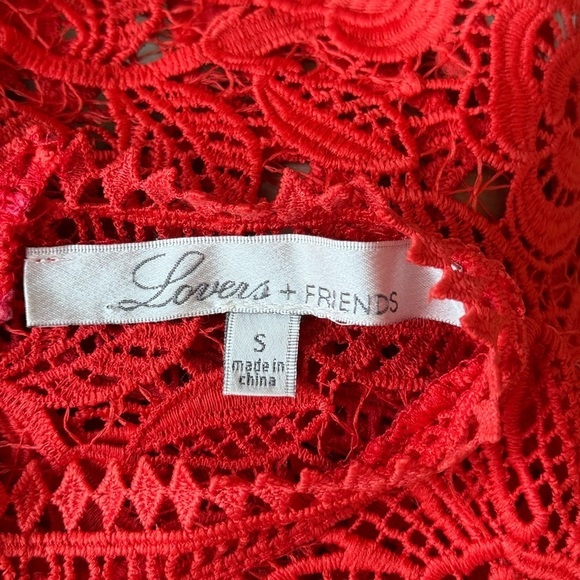 LOVERS + FRIENDS | REVOLVE Mon Amour Mini Dress | Red Lace  Cocktail Wedding | S - Picture 7 of 11